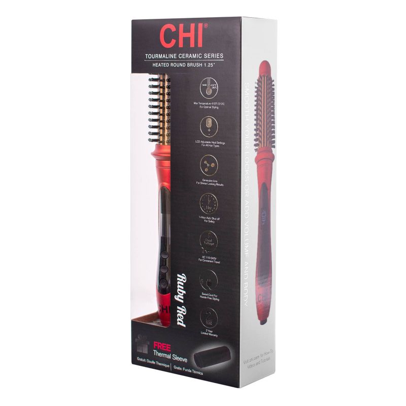 CHI  Amplitude Ceramic Heated Round Brush - 1.25" - Red