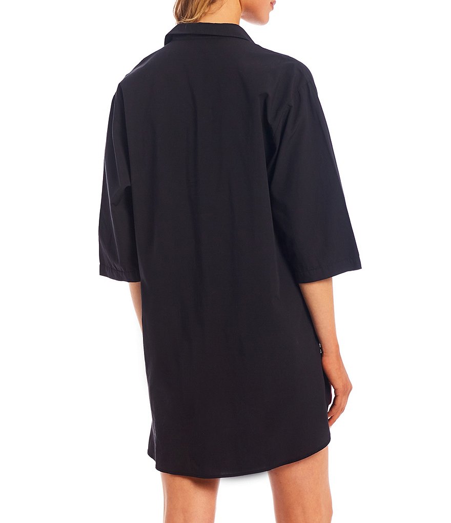Papinelle Whale Beach Solid Woven Button-Front Sleepshirt