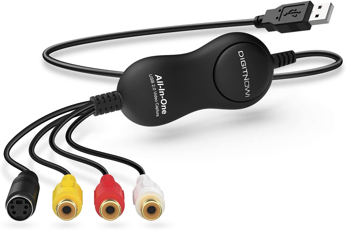 DIGITNOW USB 2.0 Video Capture Card Device Video Grabber One Touch VHS VCR TV to DVD Converter, Transfer VHS Home Videos to Mac OS X PC Windows 7 8 10