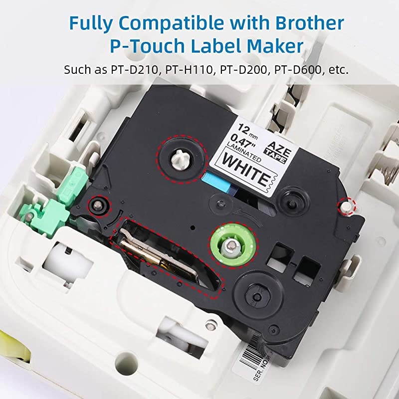 Compatible Tape Replacement for Brother TZe231 047quot 12 inch TZ231 Black on White 12mm Laminated Tape 262 feet 5Pack for P Touch PT H110 1180 1810 1880 1890 6100 9600 Label Maker