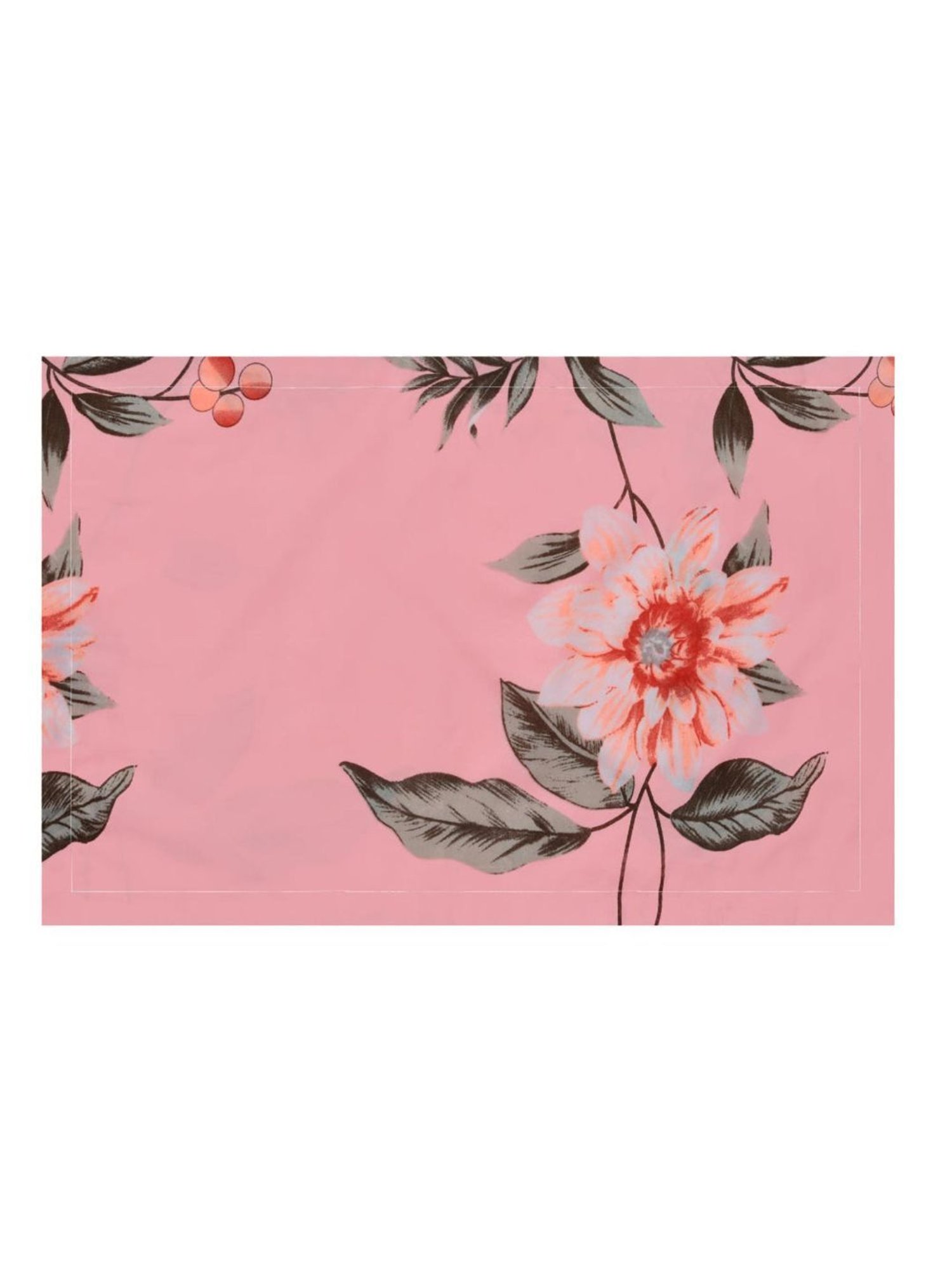 @home Utopia Bloom Floral Pink 110 GSM Cotton Blend Double Bed Sheet with 2 Pillow Covers