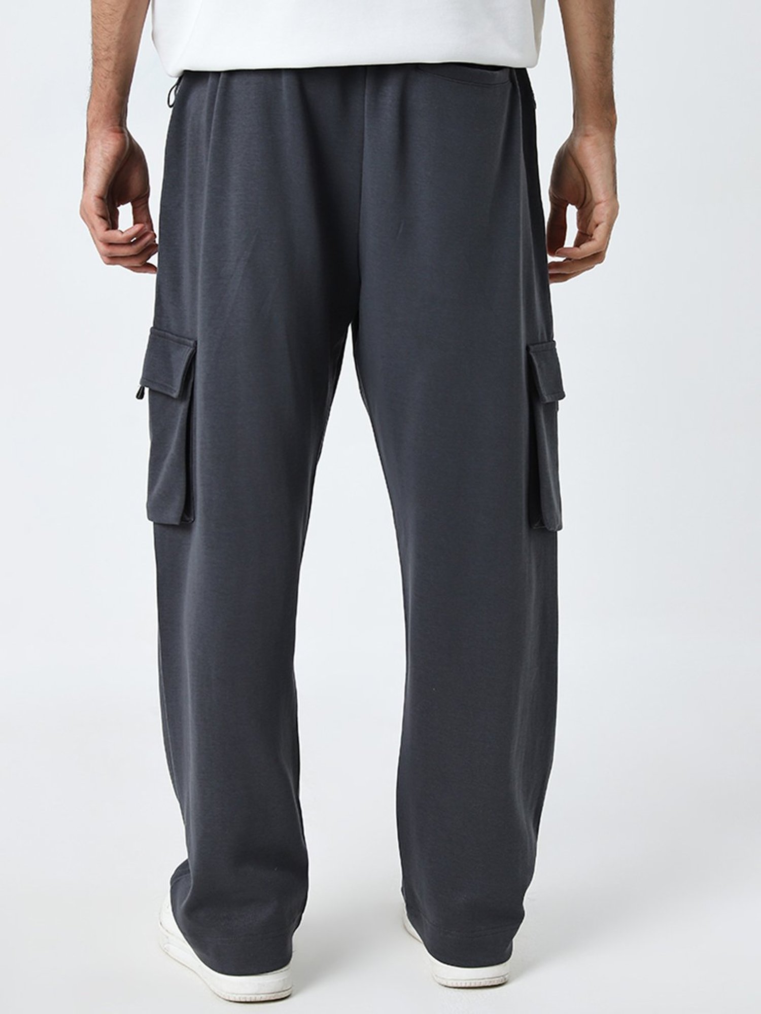 Studiofit by Westside Dark Grey Mid-Rise Relaxed-Fit Track Pants