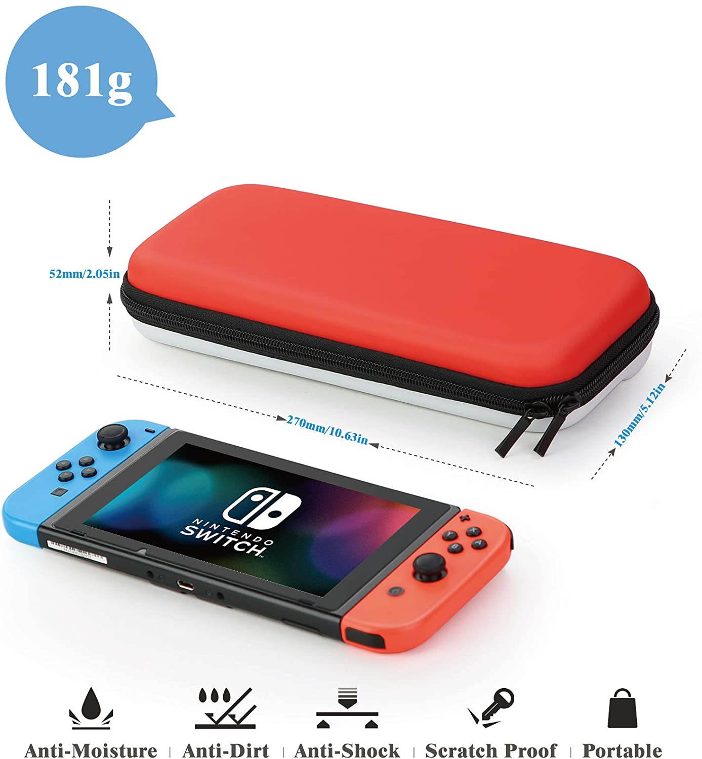 HEYSTOP Switch Carrying Case for Nintendo Switch Case with Screen Protector, 9 in 1 Nintendo Switch Accessories Kit and 6 Pcs Thumb Grip, Nintendo Switch Protective Case