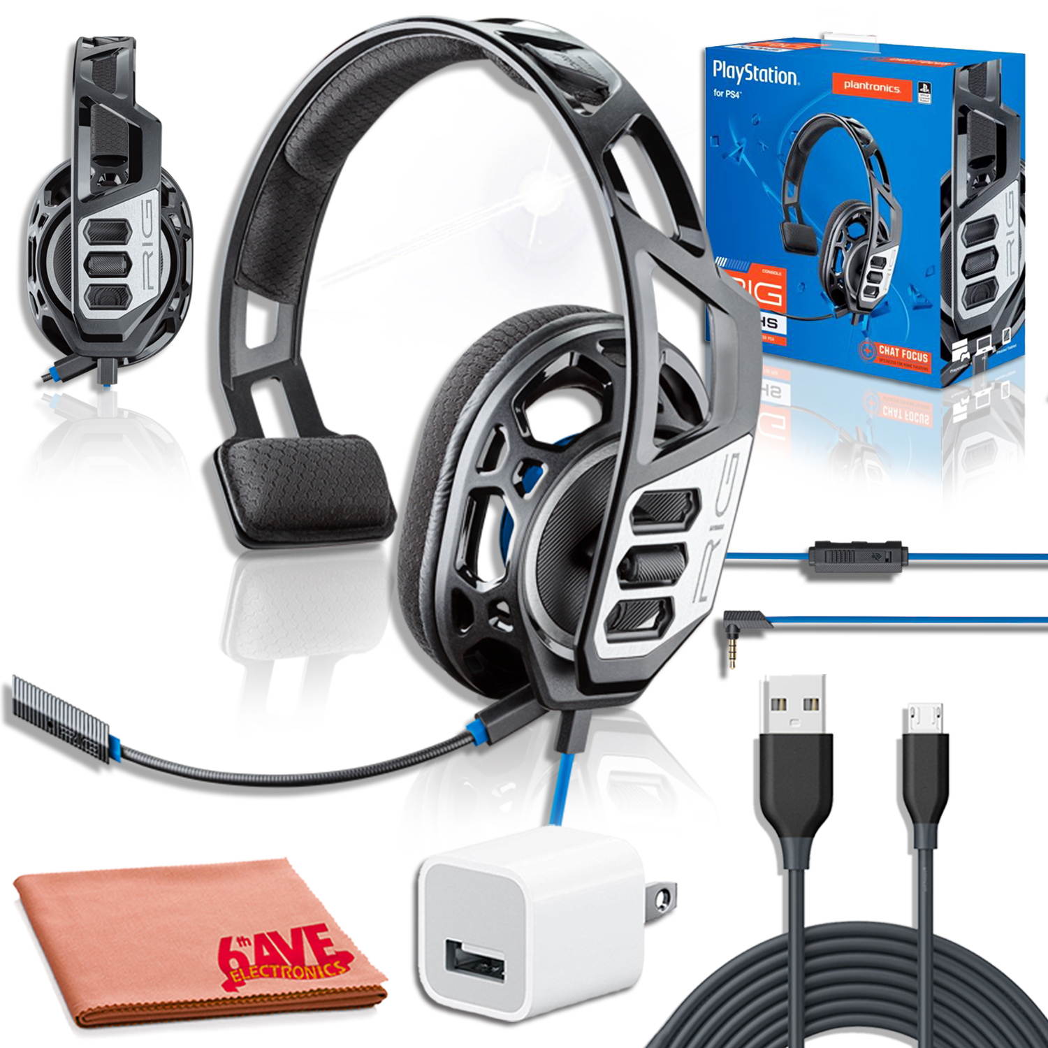 Plantronics RIG 100HS Gaming Headset Pro Playstation Charging Bundle