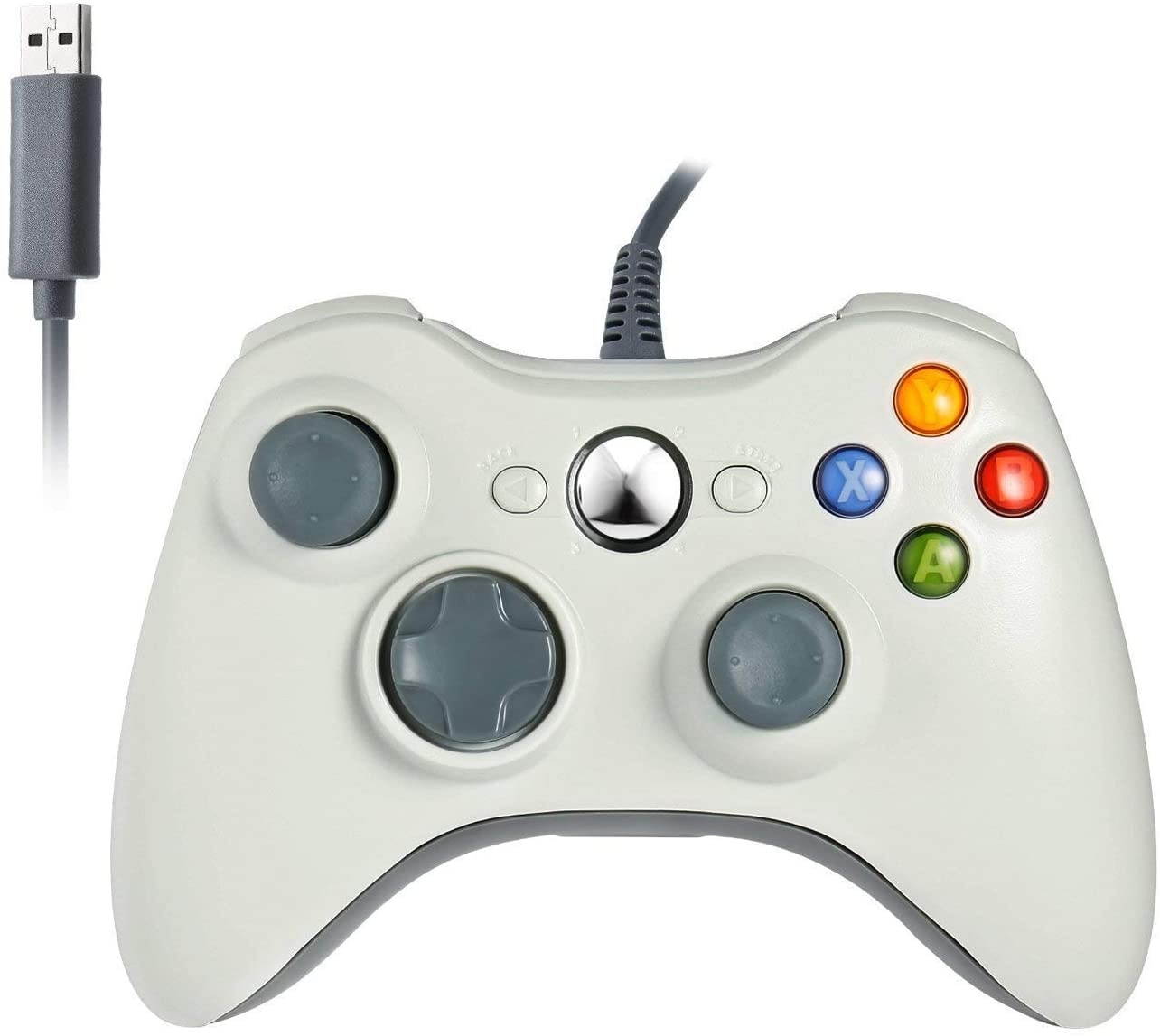 Xbox 360 Wired Controller, USB Gamepad, Joypad with Shoulders Buttons, for Microsoft Xbox 360/Xbox 360 Slim/PC Windows 7 8 10 Game (White)