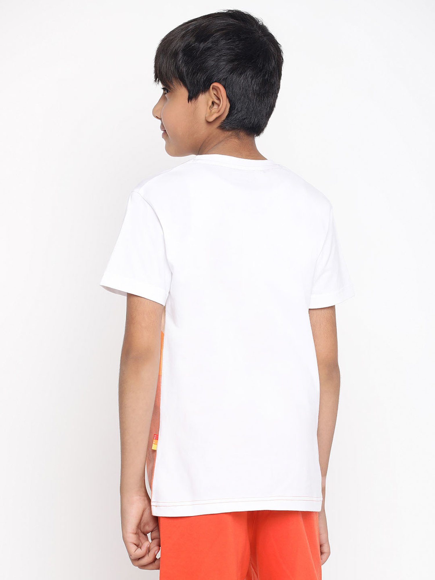 Lil Tomatoes Kids Orange & White Printed T-Shirt