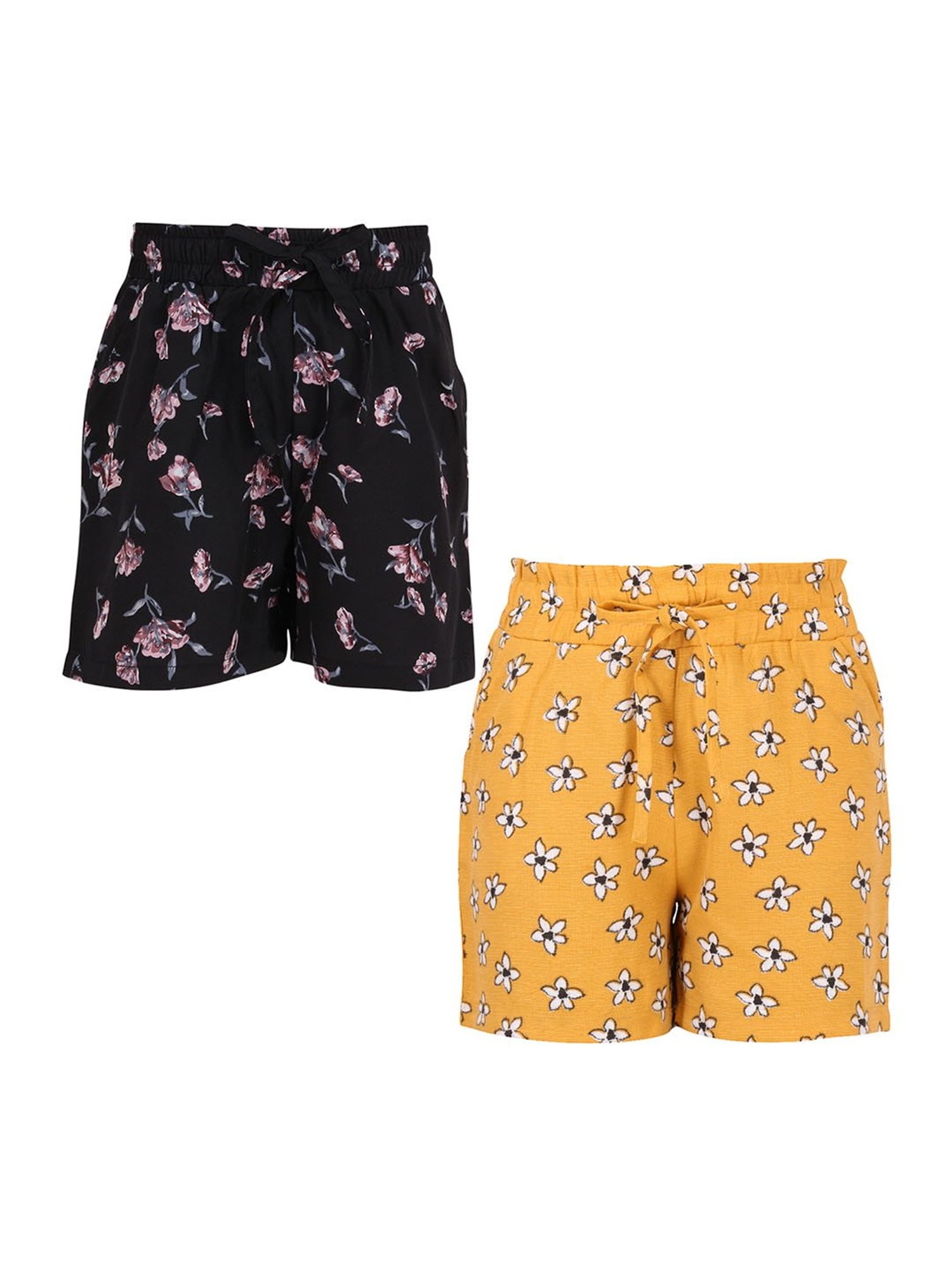 HELLCAT Kids Yellow & Navy Printed Shorts (Pack Of 2)