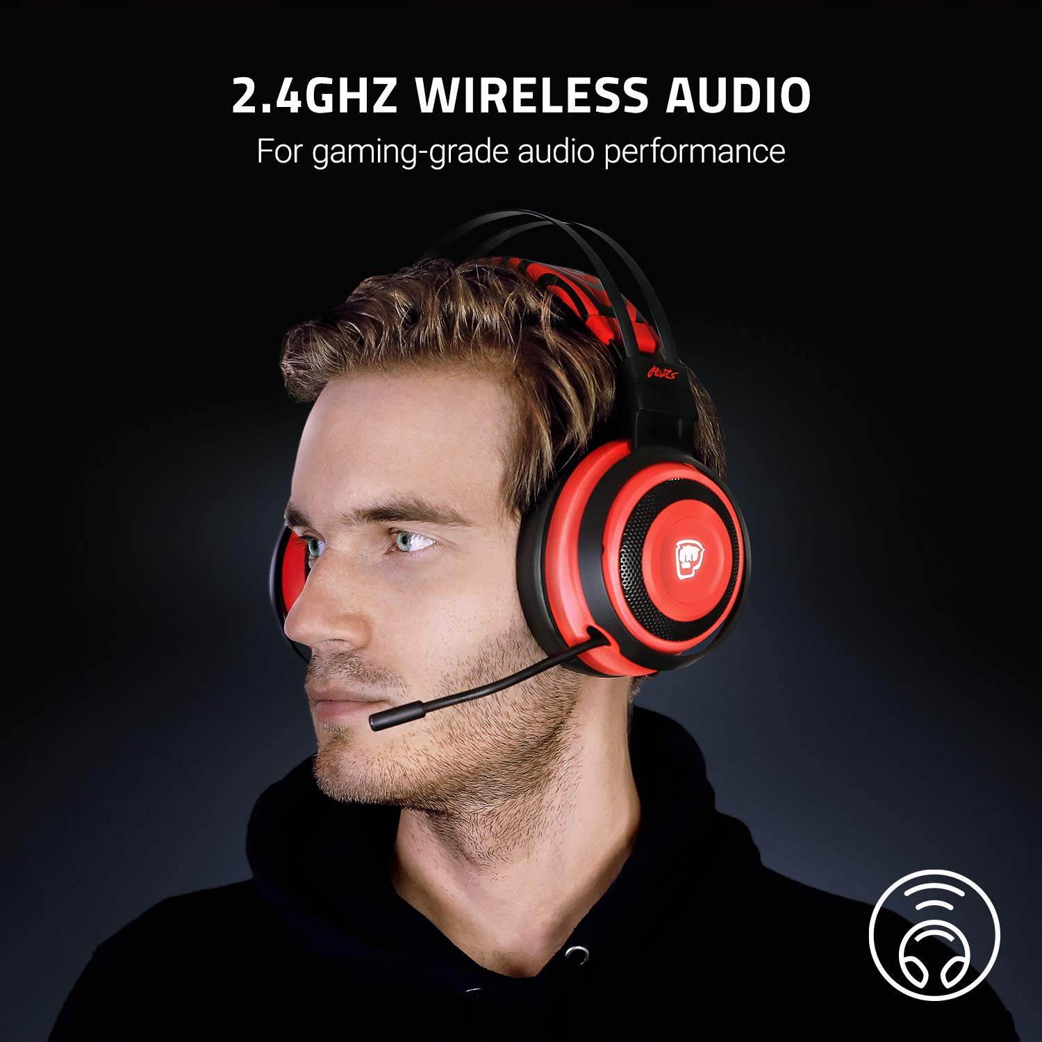 Razer Nari Ultimate Wireless 7.1 Surround Sound Gaming Headset: THX Audio & Haptic Feedback - Auto-Adjust Headband - Chroma RGB - Retractable Mic - for PC, PS4 - Pewdiepie Edition