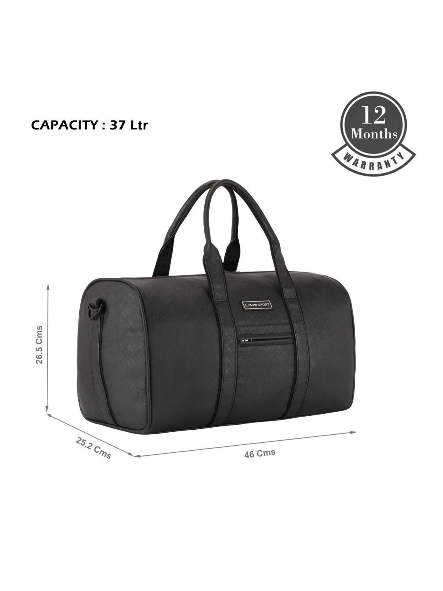 Lavie Sport Captain 32L Synthetic Leather Unisex  Duffle Bag (Black)