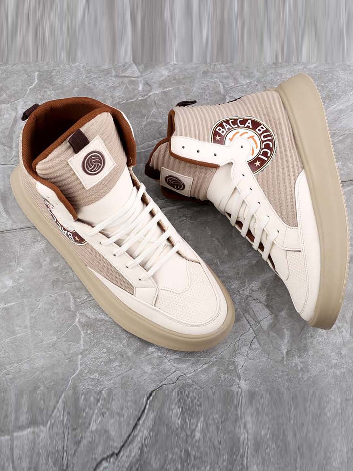 Bacca Bucci Men's STREETHULK Beige Ankle High Sneakers