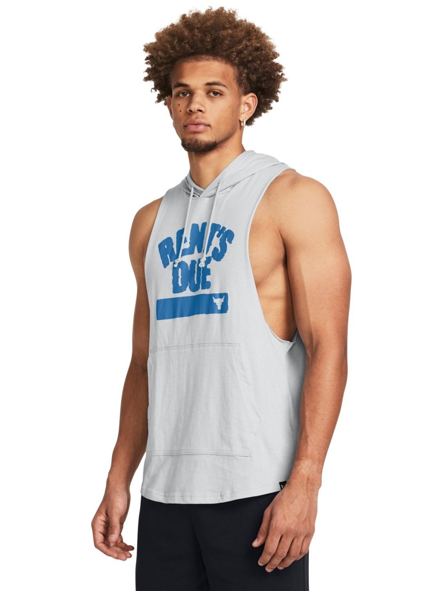 Under Armour Grey Cotton Slim Fit Printed Tank Tee