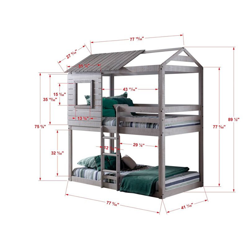Deer Blind Bunk Rustic Light Gray - Donco Kids