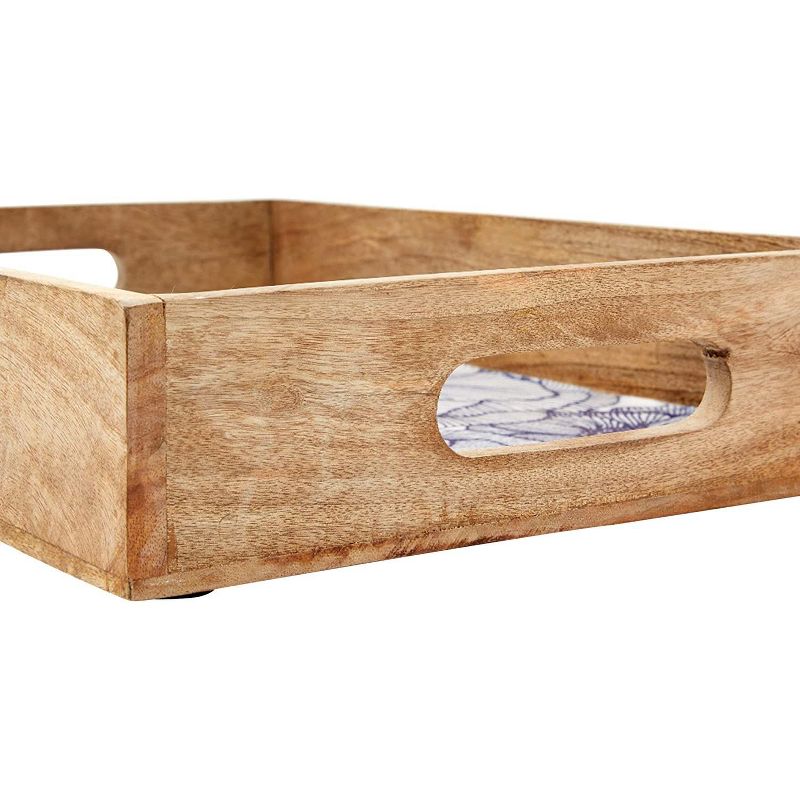 Farmlyn Creek Wood Serving Tray, Blue Flowers (16 x 12 In)