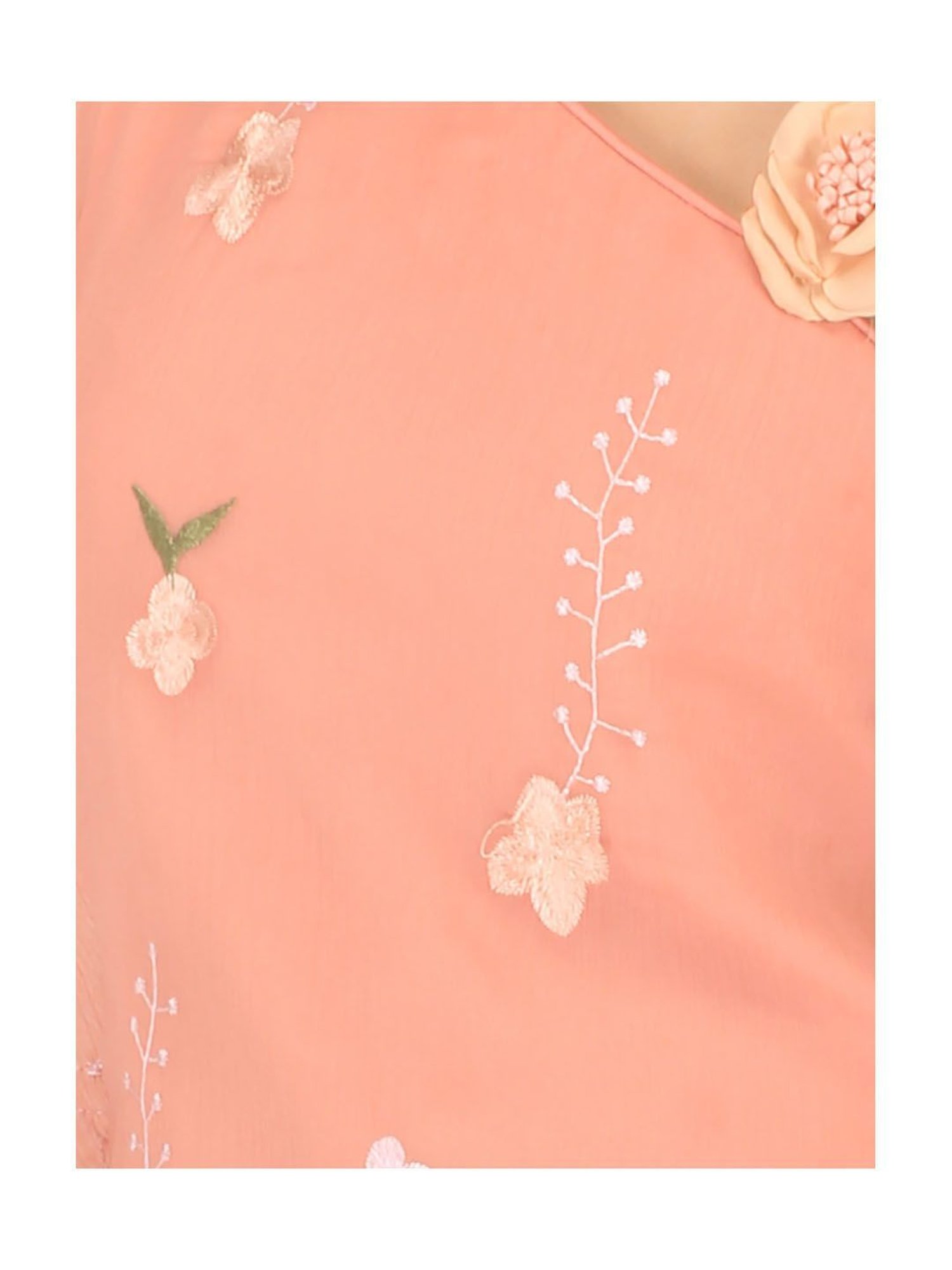 Cutecumber Kids Peach Embroidered Full Sleeves Dress