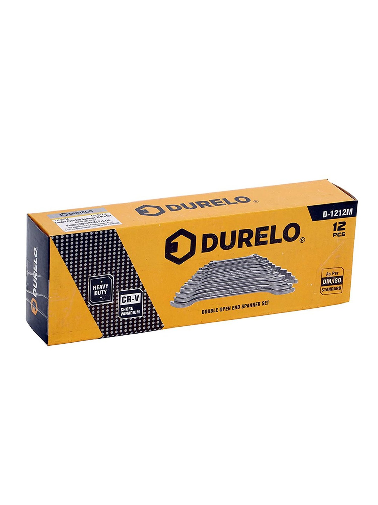 DURELO D-1212M 12 Piece Double Open End Spanner Set 6-22MM (Yellow)