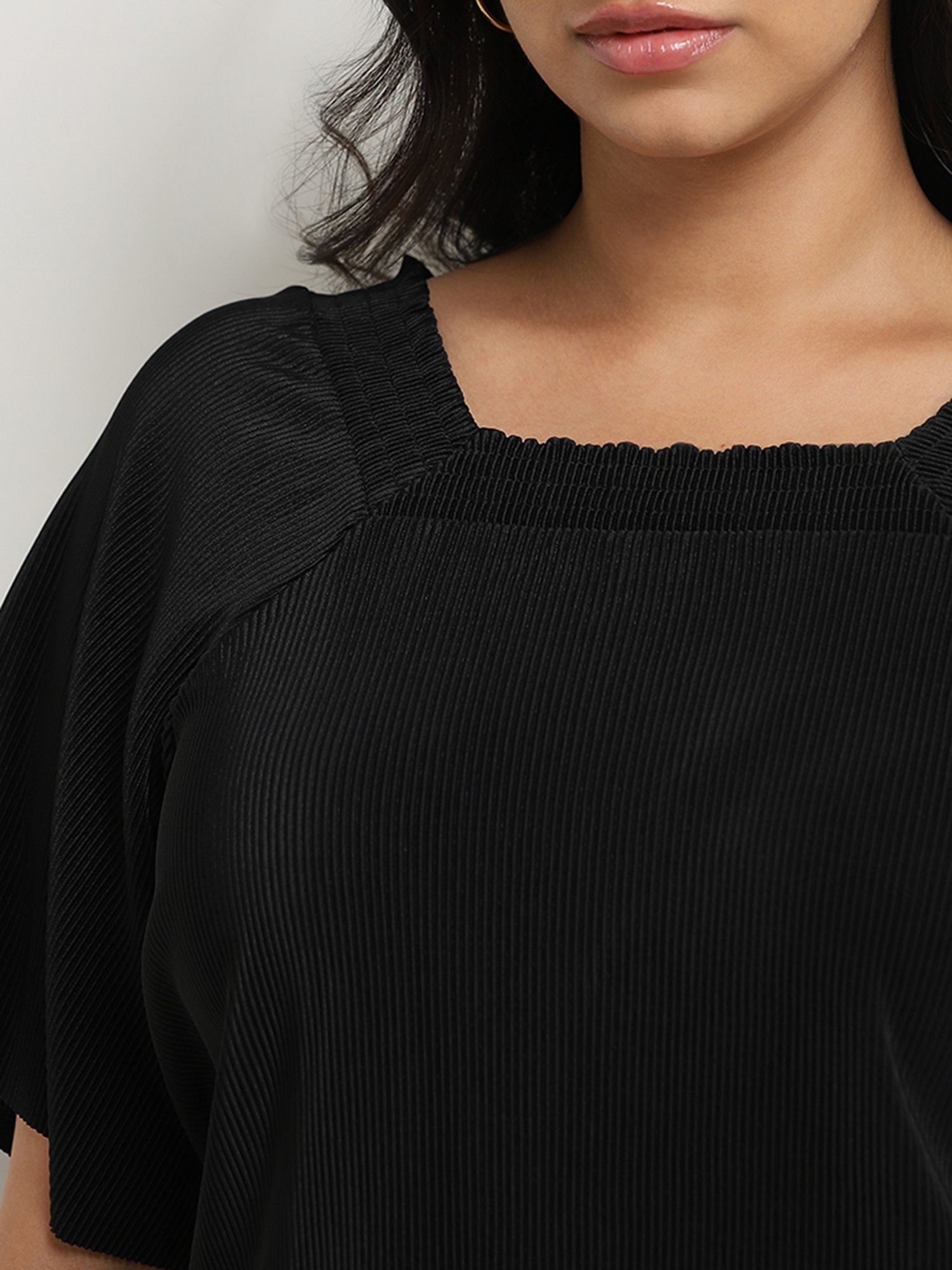 Gia by Westside Black Plisse Top