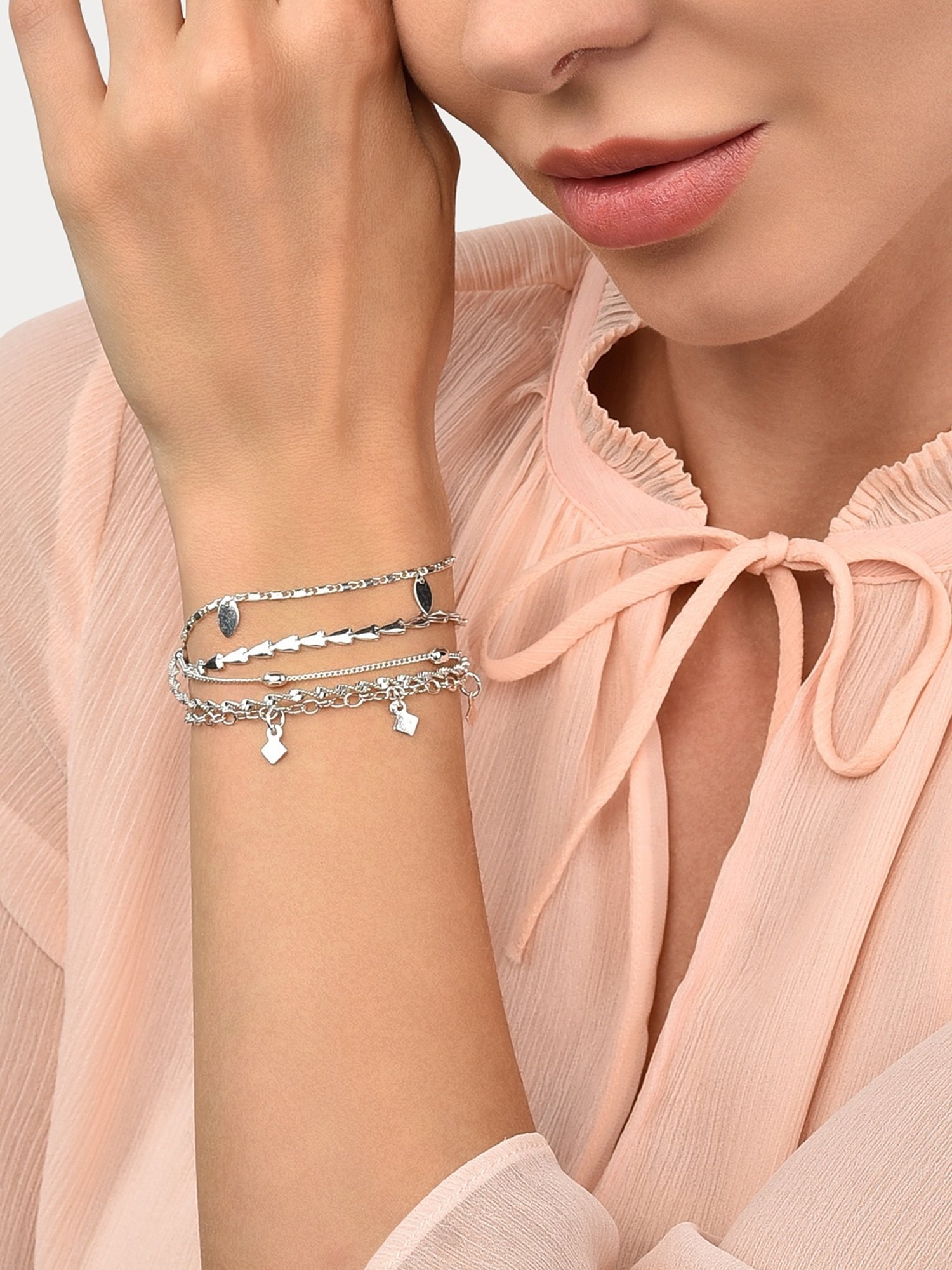 Accessorize London Delicate Bracelet Chain - Set of 5