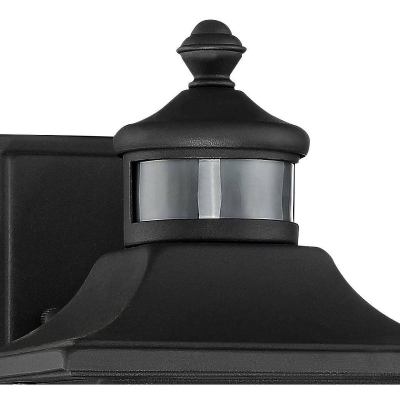 John Timberland Outdoor Wall Light Fixture Black Steel 11 1/2" Seedy Glass Motion Security Sensor for Exterior House Porch Patio Deck