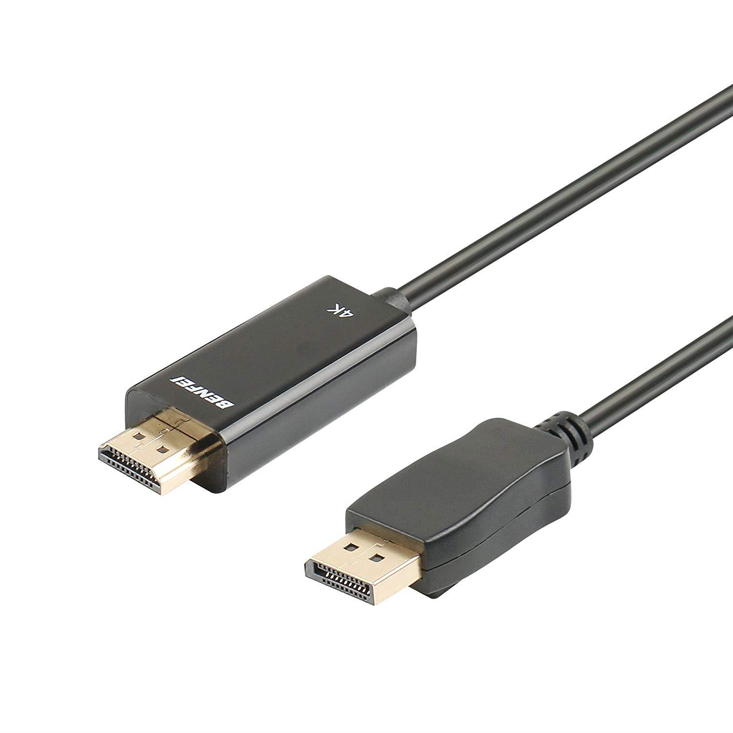 Displayport to HDMI, Benfei 4K DP to HDMI 6 Feet Cable Gold-Plated Cord Compatible for Lenovo, Dell, HP, ASUS
