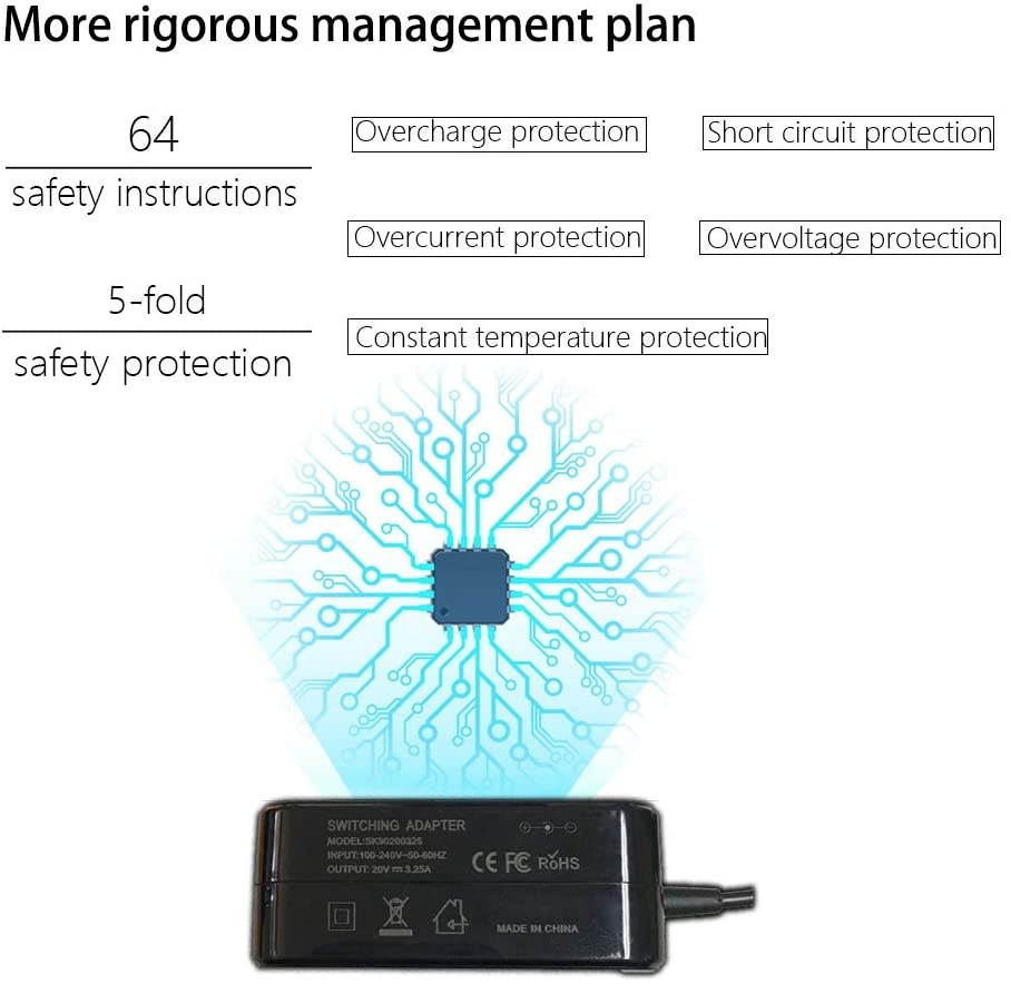 65W 45W AC Charger Replacement for Lenovo IdeaPad 330S 330S-14AST 130-15AST 130S-11IGM 310-15IKB 320-15ABR 110-15ACL 330S-15IKB 320-15IAP Slim 1-14AST-05 Laptop Power Supply Adapter Cord