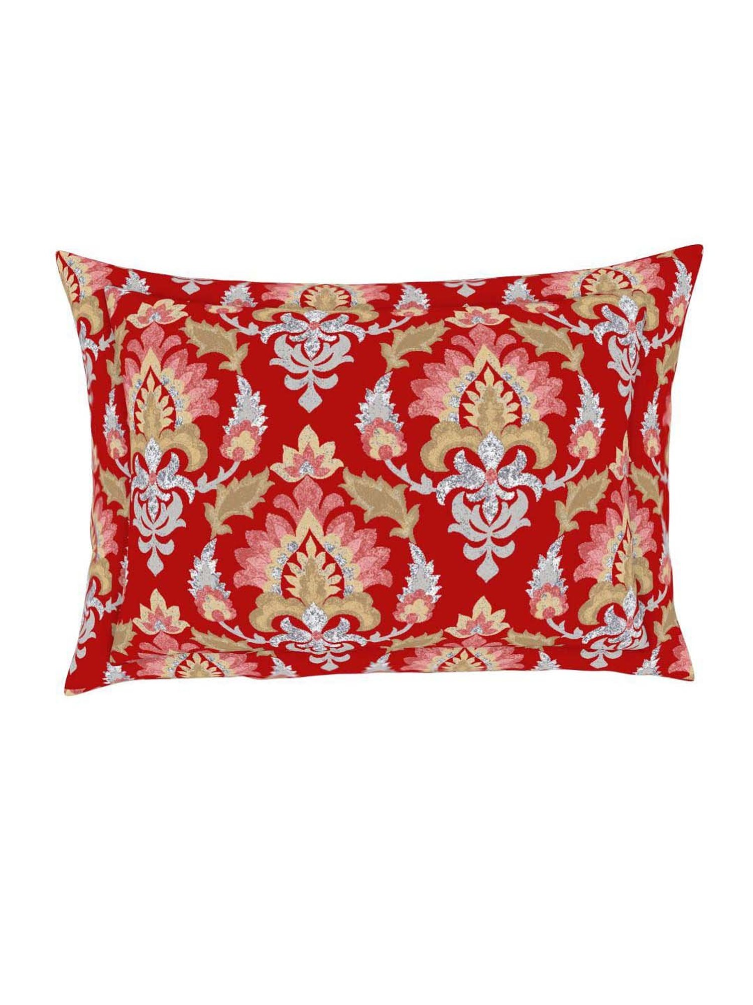 Spaces Atrium Red & Off White Cotton 144 TC Bed Sheet Set