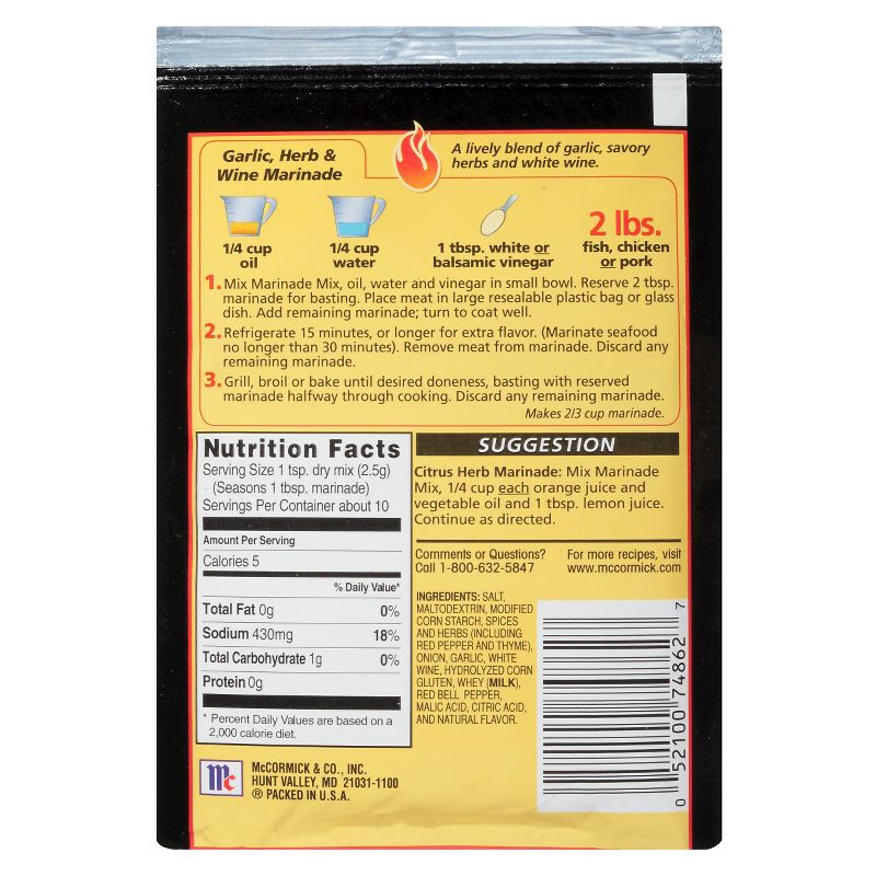 McCormick Grill Mates Garlic Herb & Wine Marinade - .87oz