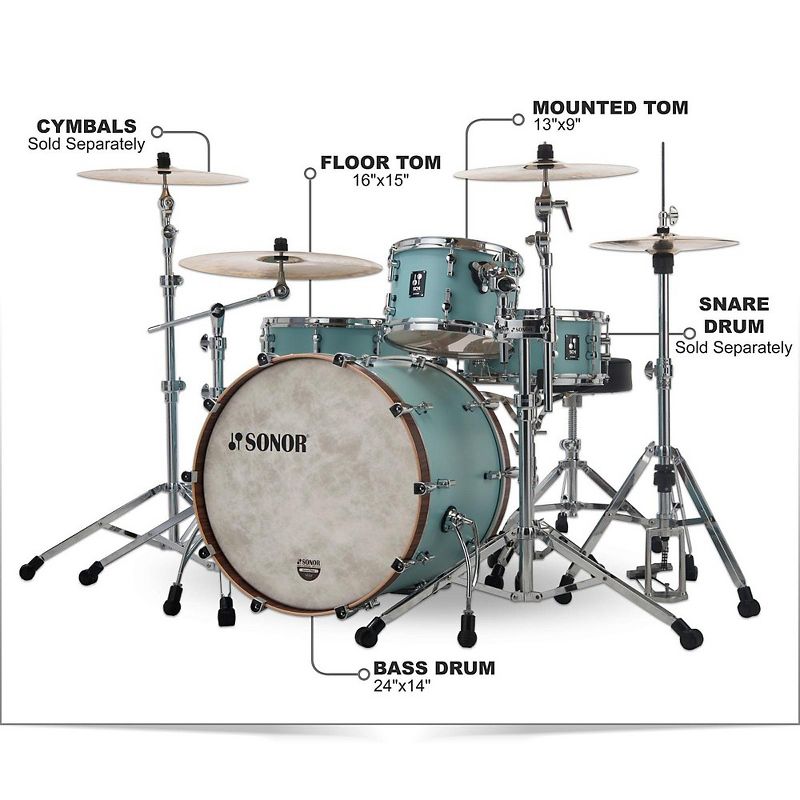 SONOR SQ1 3-Piece Shell Pack with 24 in. Bass Drum Cruiser Blue