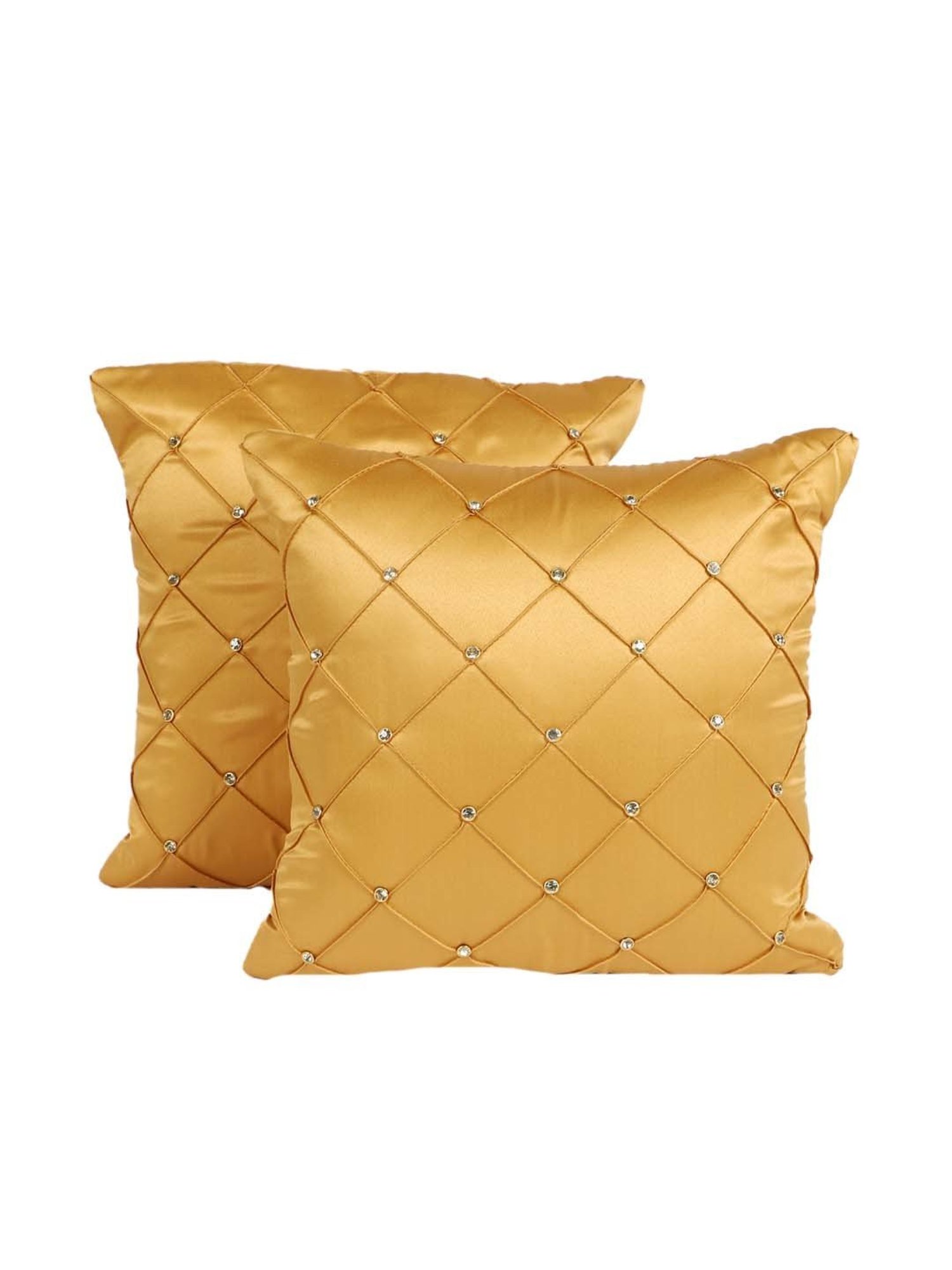 MFD HOME Furnishing Beige Satin Cushion Cover - Set of 2