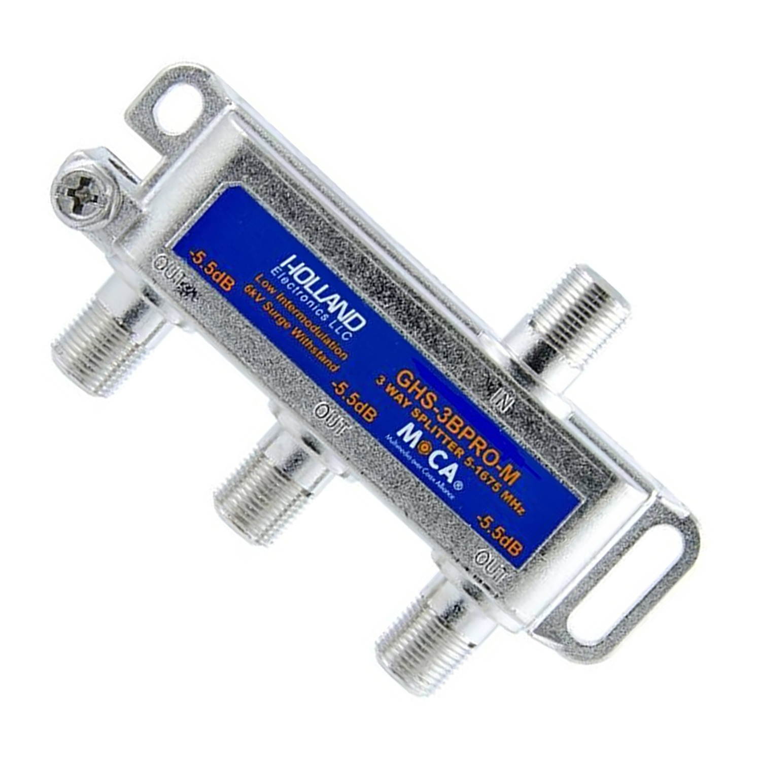 GHS-3BPRO-M CATV MoCA Rated 3-Way Balanced Splitter - Holland Electronics - NEW
