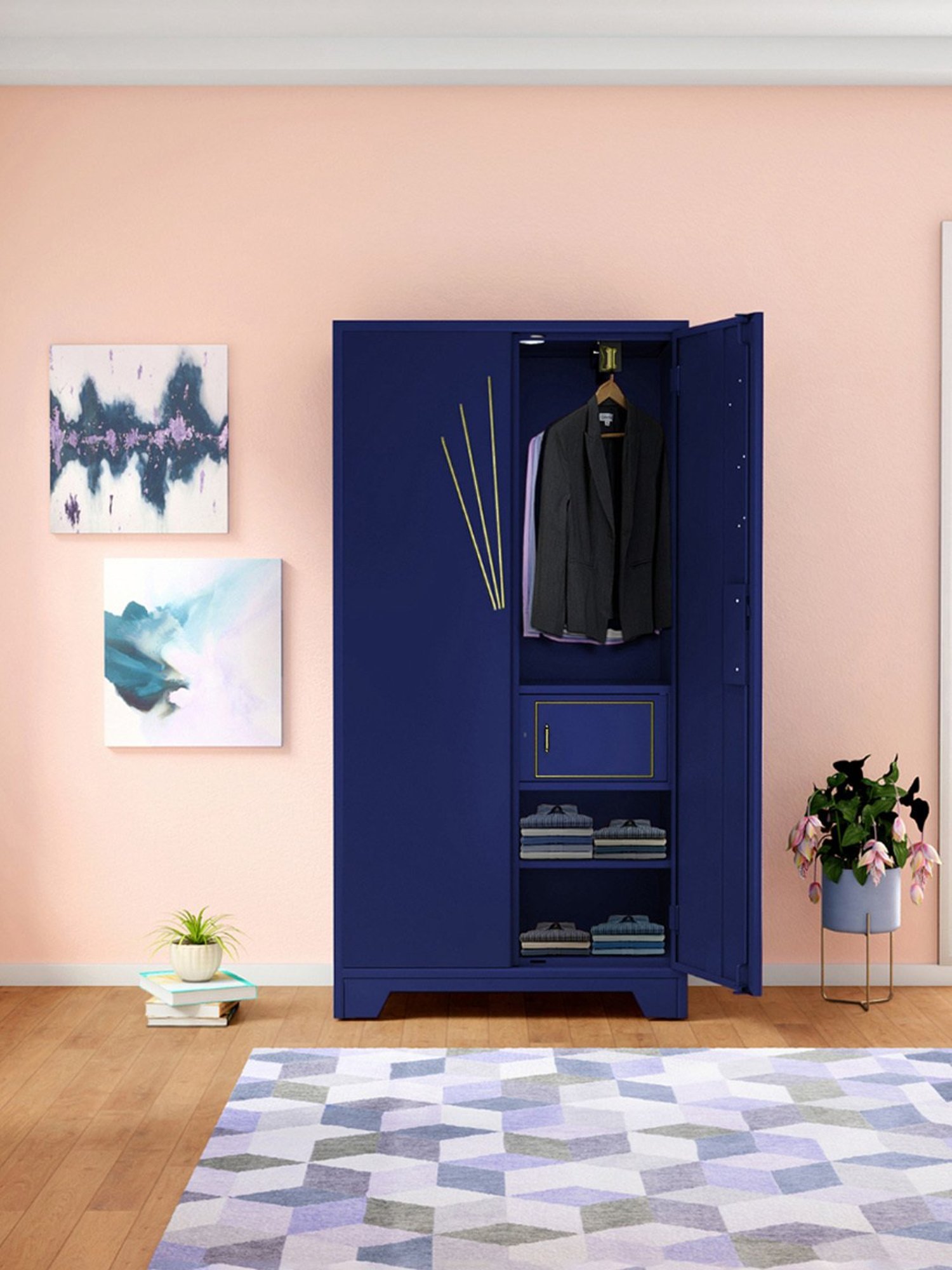 Godrej Interio Centurion 2-Door Steel Almirah, Midnight Blue (1-Year Warranty, 1 Locker)