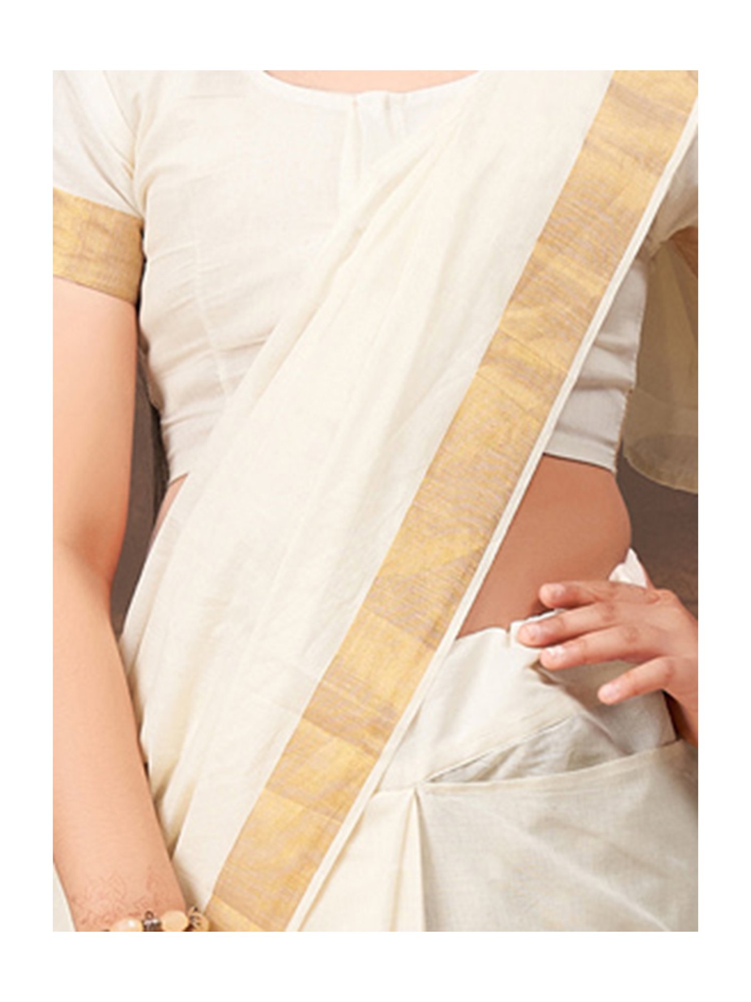 LilPicks Kids Green & White Regular Fit Saree