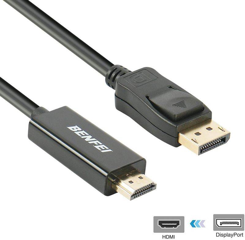 BENFEI DisplayPort to HDMI MALE cord 6 Feet Black Cable MALE to MALE for DisplayPort Enabled Computer and Laptops(Lenovo, Dell, HP, ASUS and other brand)