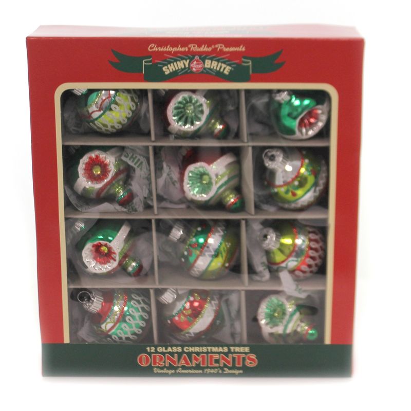 Shiny Brite 2.25" Hs Rounds & Shapes Holiday Splendor  -  Ornament Sets