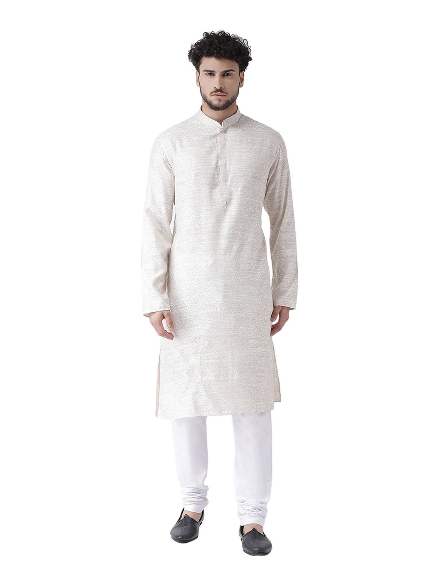 TABARD White Mandarin Collar Kurta