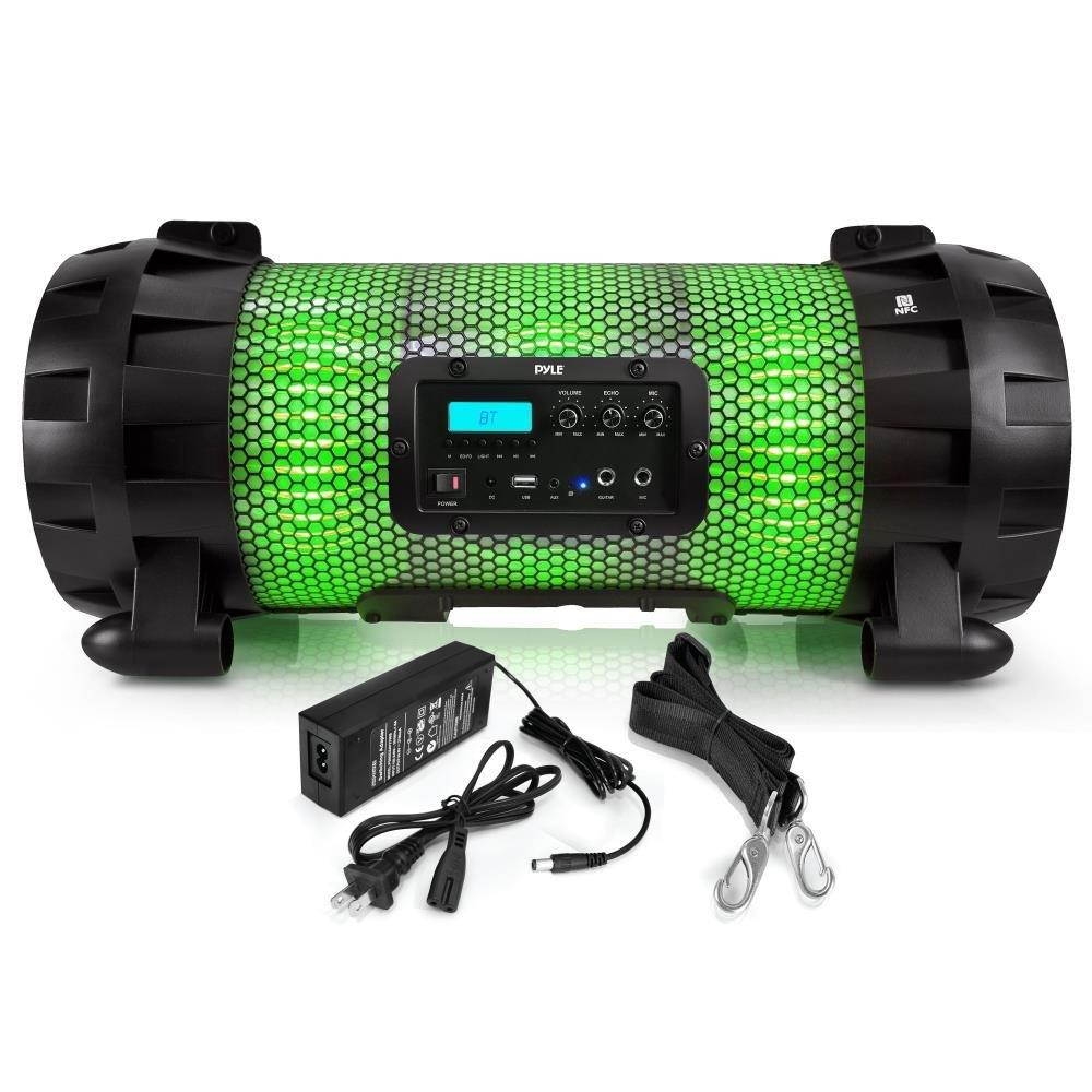 Pyle PBMSPG260L Bluetooth Plus NFC Boom Box Stereo Speaker System with Multi-Color App Controlled LED Party Lights