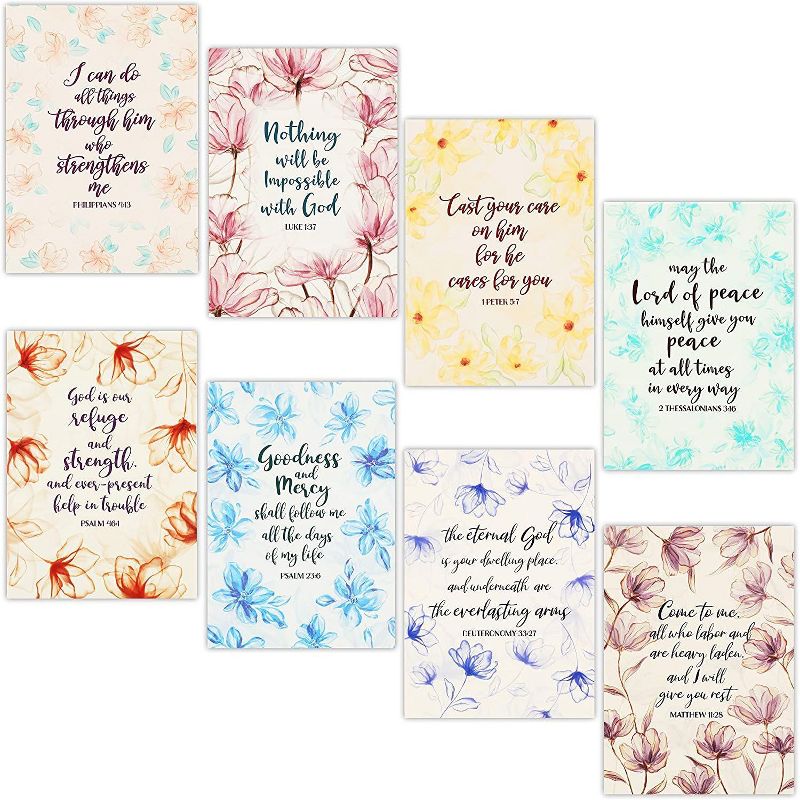 64-Pack Religious Greeting Note, Unfold Cards, Envelopes & Stickers, Bible Verses, 5x7
