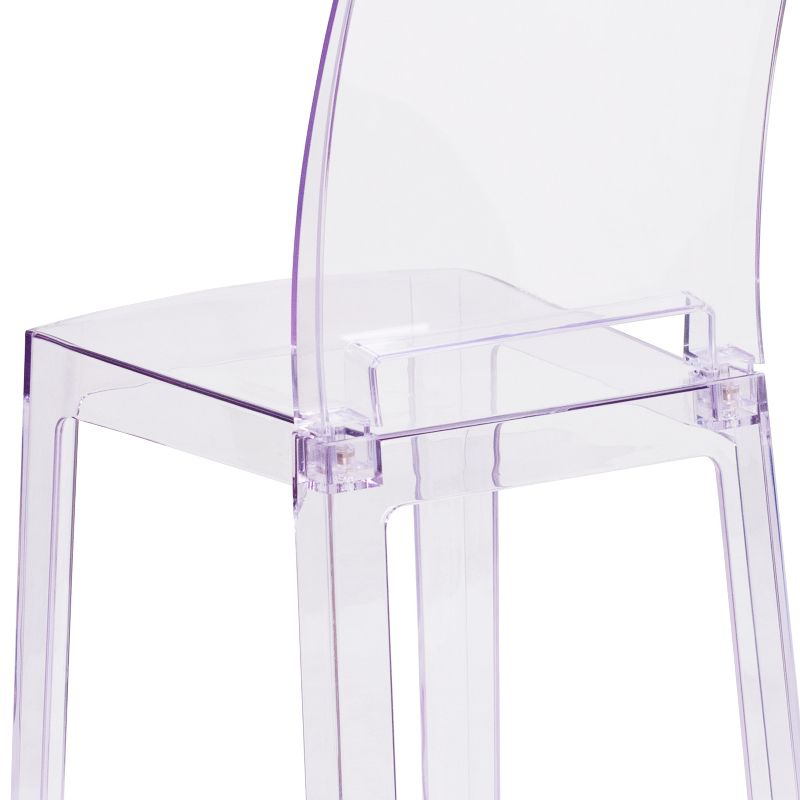 Emma and Oliver Ghost Chair with Square Back in Transparent Crystal