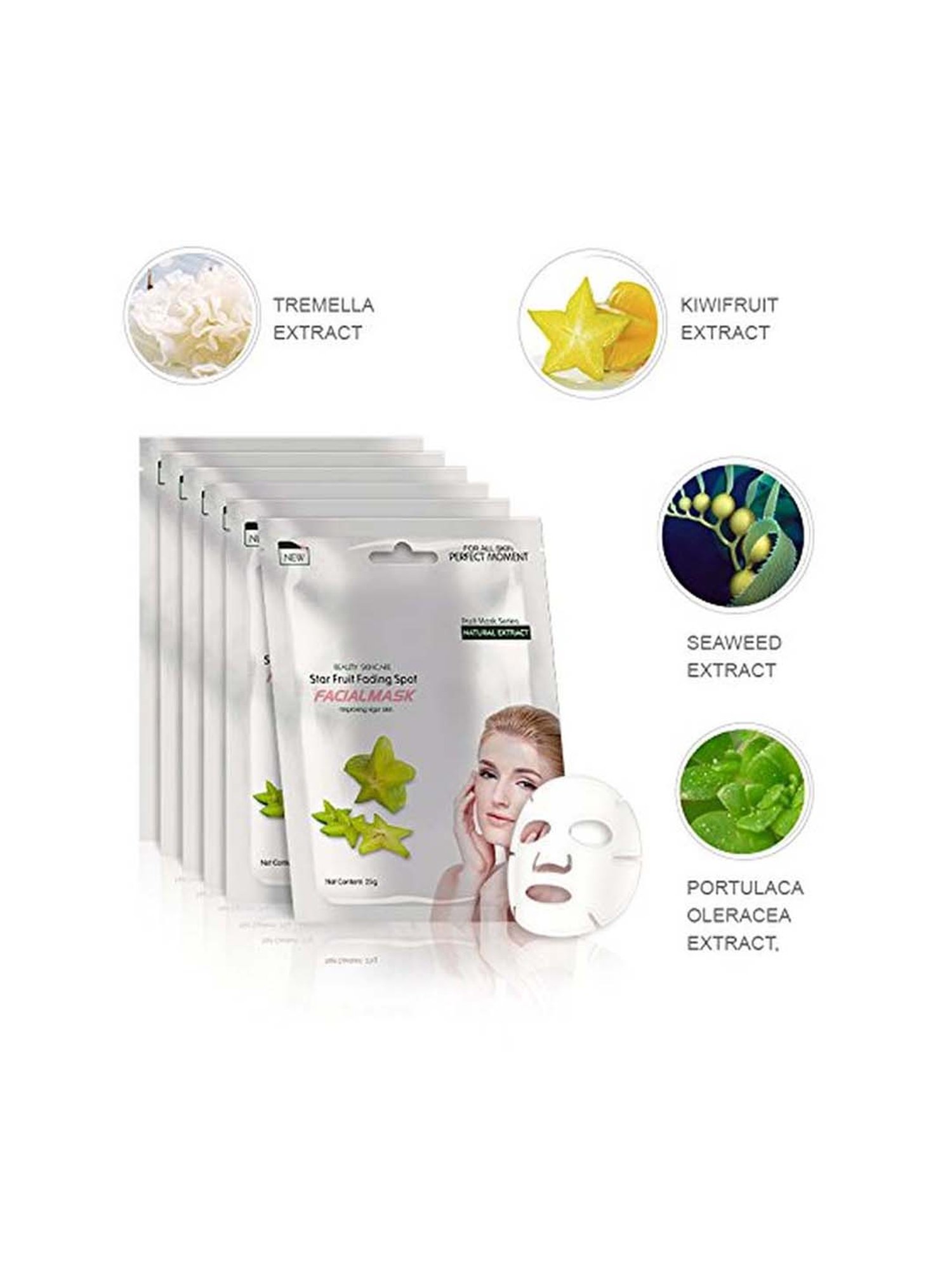 MONDSUB Starfruit Beauty Sheet Masks (Pack of 6) - 25 gm Each