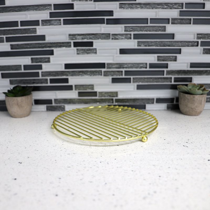 Home Basics Halo Round Steel Trivet, Gold