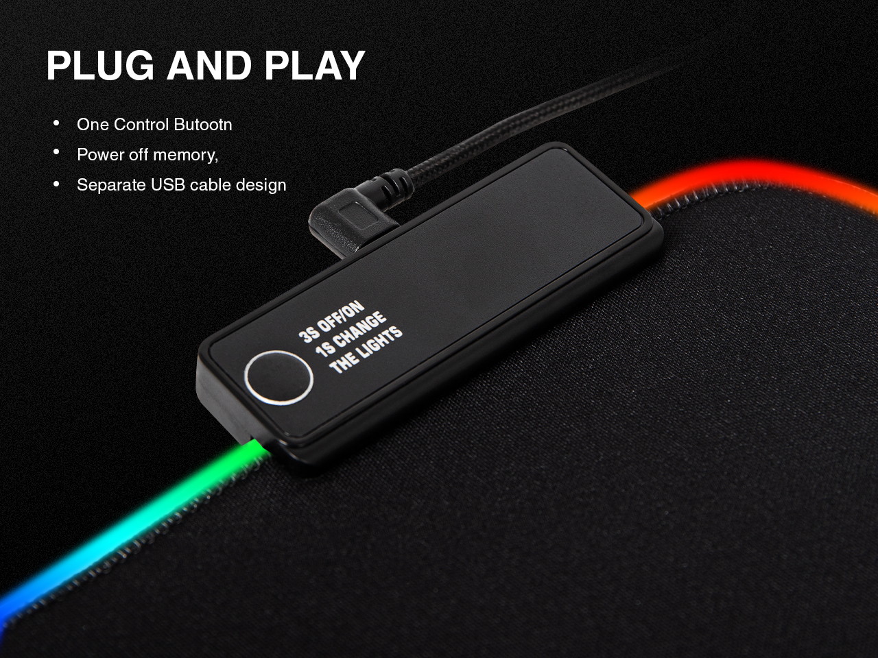 ESGAMING  Oversize RGB Gaming Mouse Pad (35.4x15.7) with 7 color lighting  and  five RGB effects