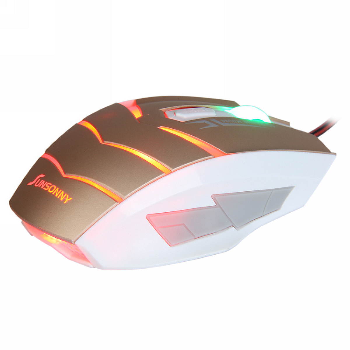 Sunsonny TM50 USB 2.0 Wired / 6 Button / 600~1000~1600 dpi LED Red Light Gaming Mouse - White
