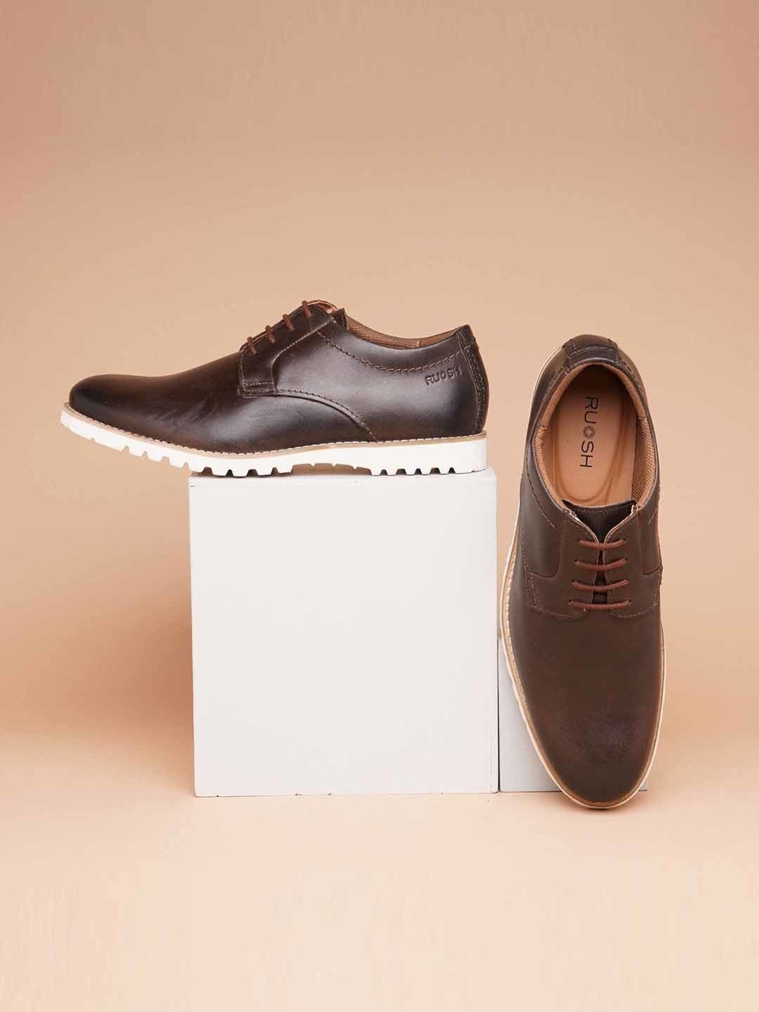 Ruosh Men's Brown Derby Shoes