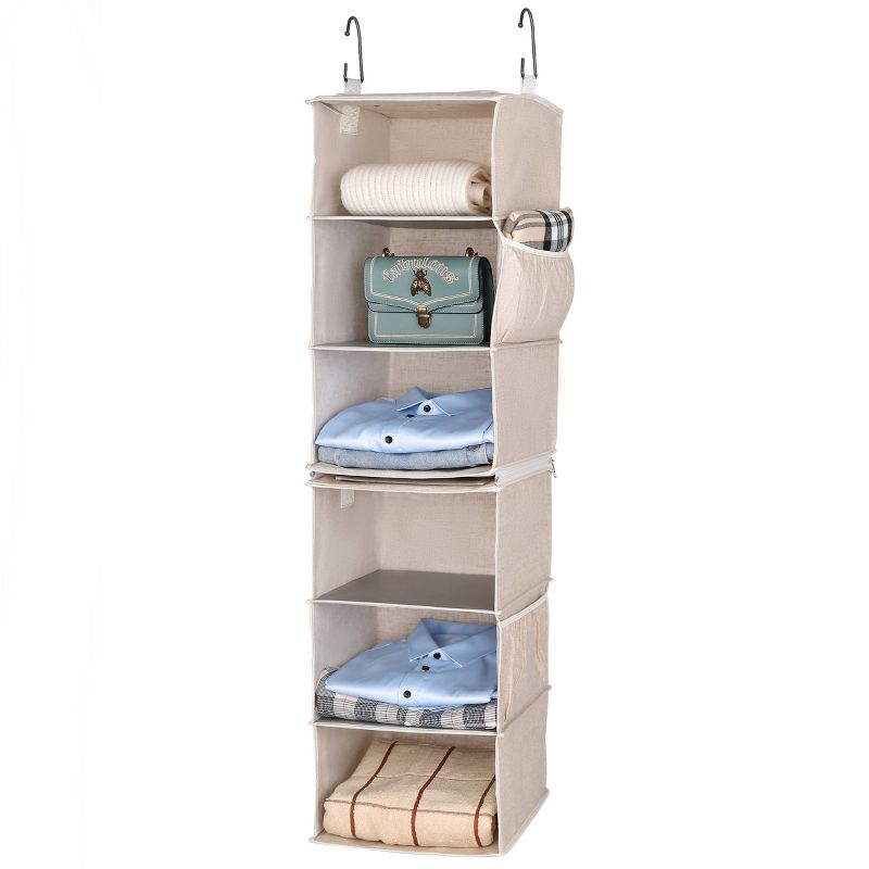 StorageWorks Set of 2 Three Shelf Hanging Closet Organizer Beige