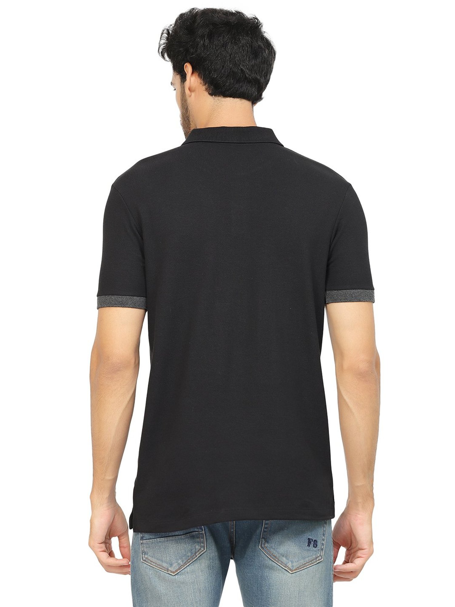 Kalt Black Regular Fit Polo T-Shirt