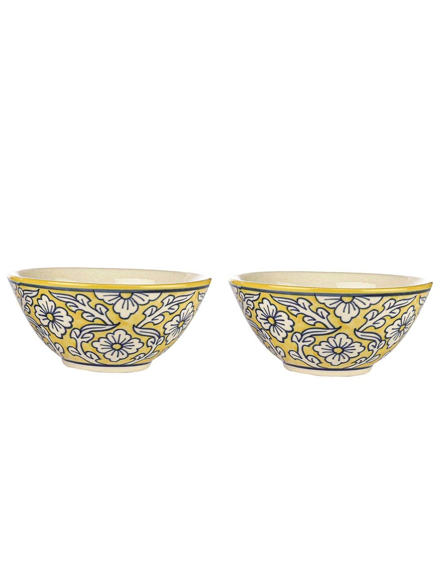 VarEesha Manohar Yellow Ceramic Small Serving Bowl (0.5 L) - Set of 2