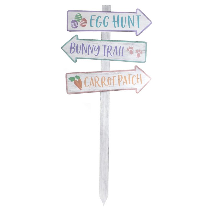 Easter 36.0" Easter Direction Yard Stake Carrots Eggs Bunny Paws  -  Decorative Garden Stakes