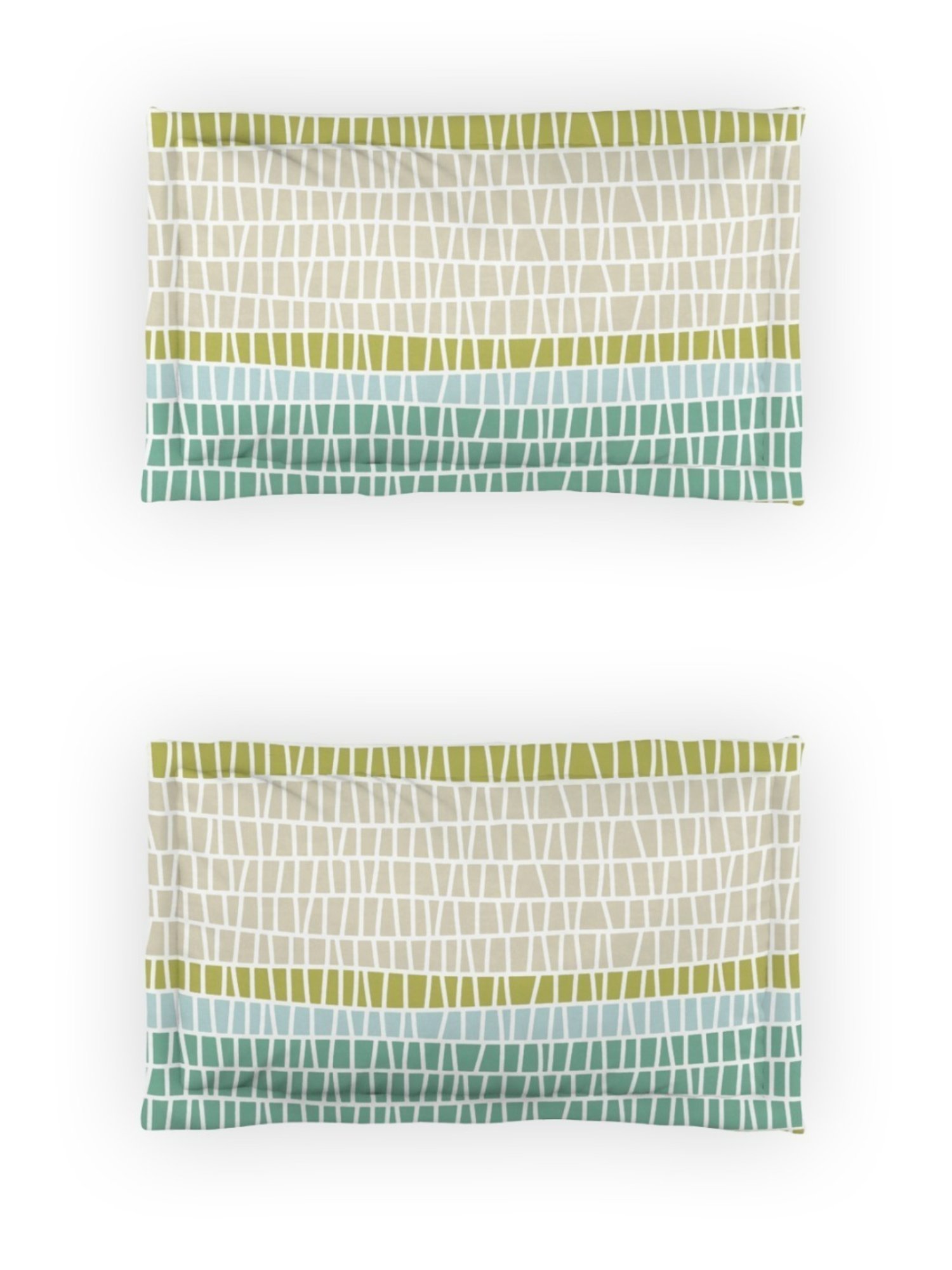 DDecor Geometric Green 144 TC Cotton Queen Bedsheet with 2 Pillow covers