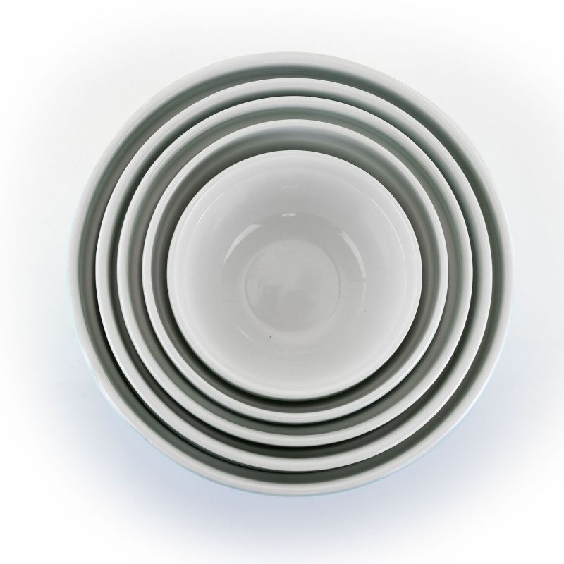 Gibson Home Plaza Cafe 5 Piece Assortment Round Stoneware Bowl Set in Blue