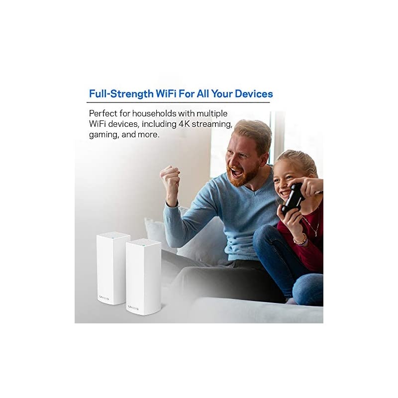 WHW0302 Velop Mesh Router (Tri-Band Home Mesh Wi-Fi System for Whole-Home Wi-Fi Mesh Network) 2-Pack, White