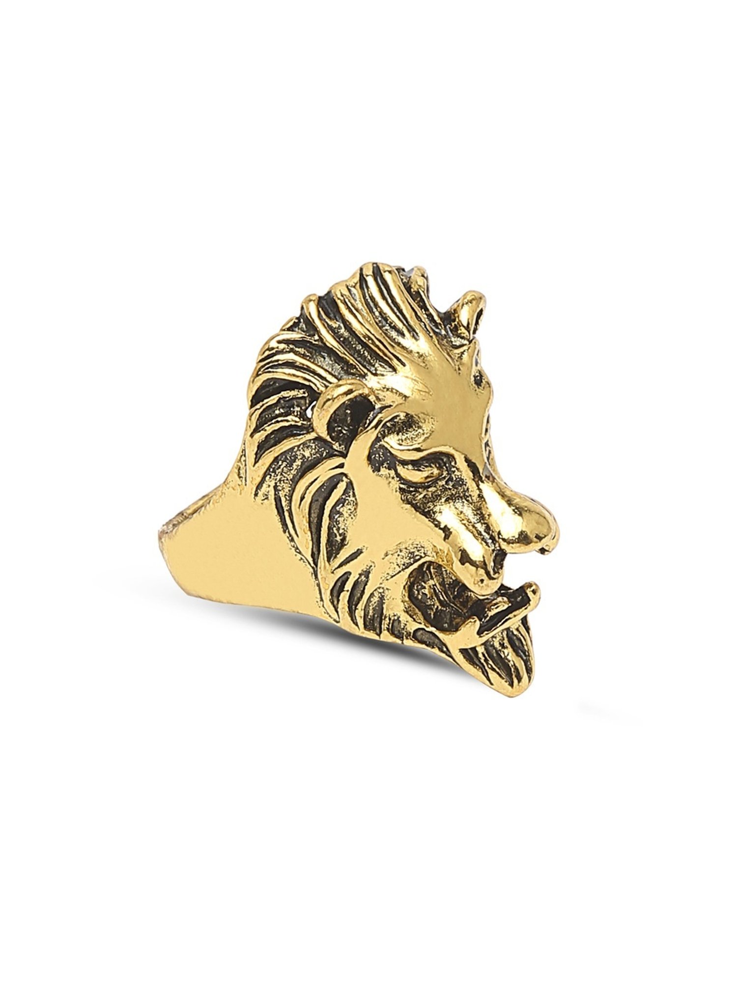 YouBella Lion Shaped Gold-Plated Cocktail Rings for Men